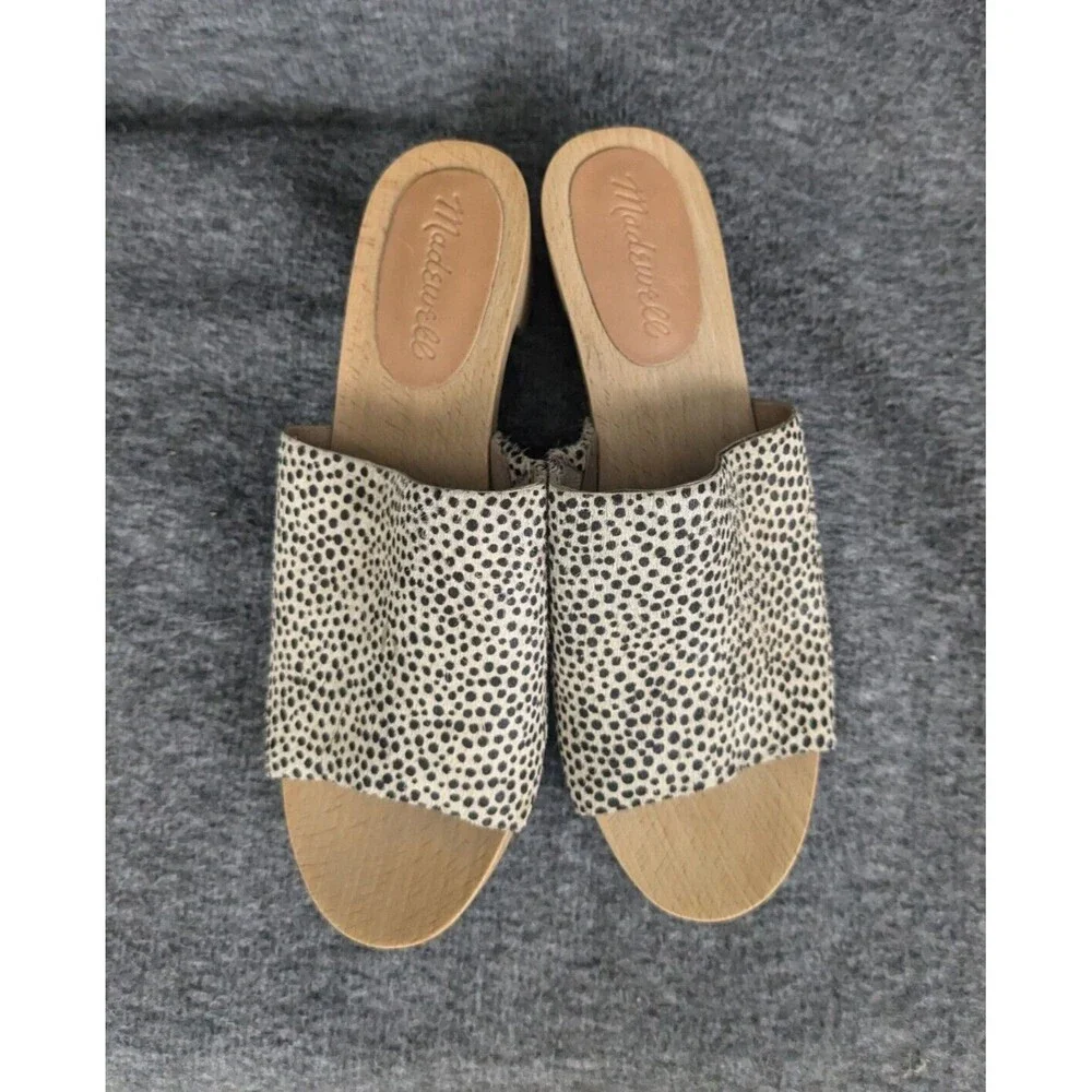 Madewell Leopard Print The Evelyn Clog Slide‎ Sandal Calf Hair Preppy Safari 5.5 - Picture 2 of 8